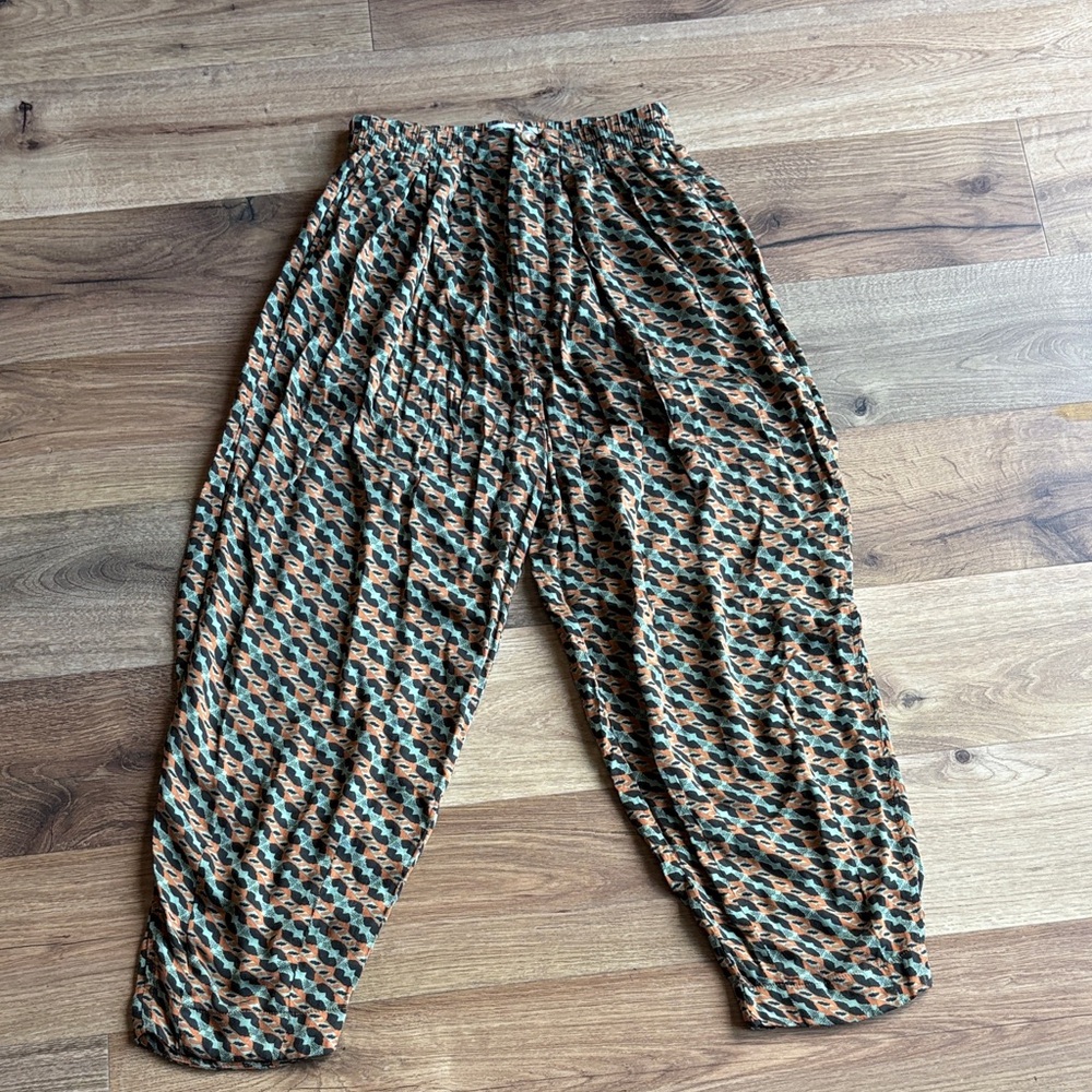 Urban Outfitters Abstract Patterned Trousers - Brown and Green